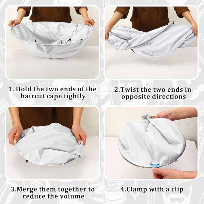 FEBSNOW Hair Cutting Cloak Cape, Professional Adjustable Haircut Cape Foldable Umbrella for Adults Kids Home Salon Barber Hairdressing Supplies