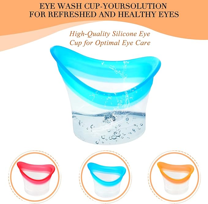Eye Wash Cups for Eye Wash Bath Kit 6 Pack Silicone Eyes Cleaning Cup Reusable Eyewash Cleaner Cups Portable Eyes Rinse Cup Care Tool for Relief Cleansing Make up Dust Quick Discomfort