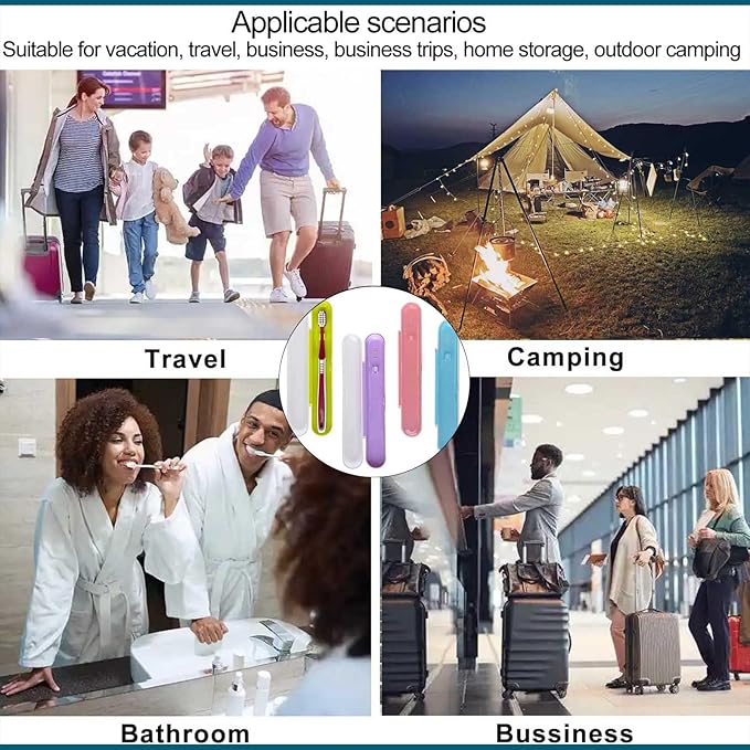 4 Packs Toothbrush Travel Case, Portable Toothbrush Holders - Compact Toothbrush Organizer, Breathable Plastic Toothbrush Travel Holder for Travel, Vacation, Camping, Gym, Business Trips, Office