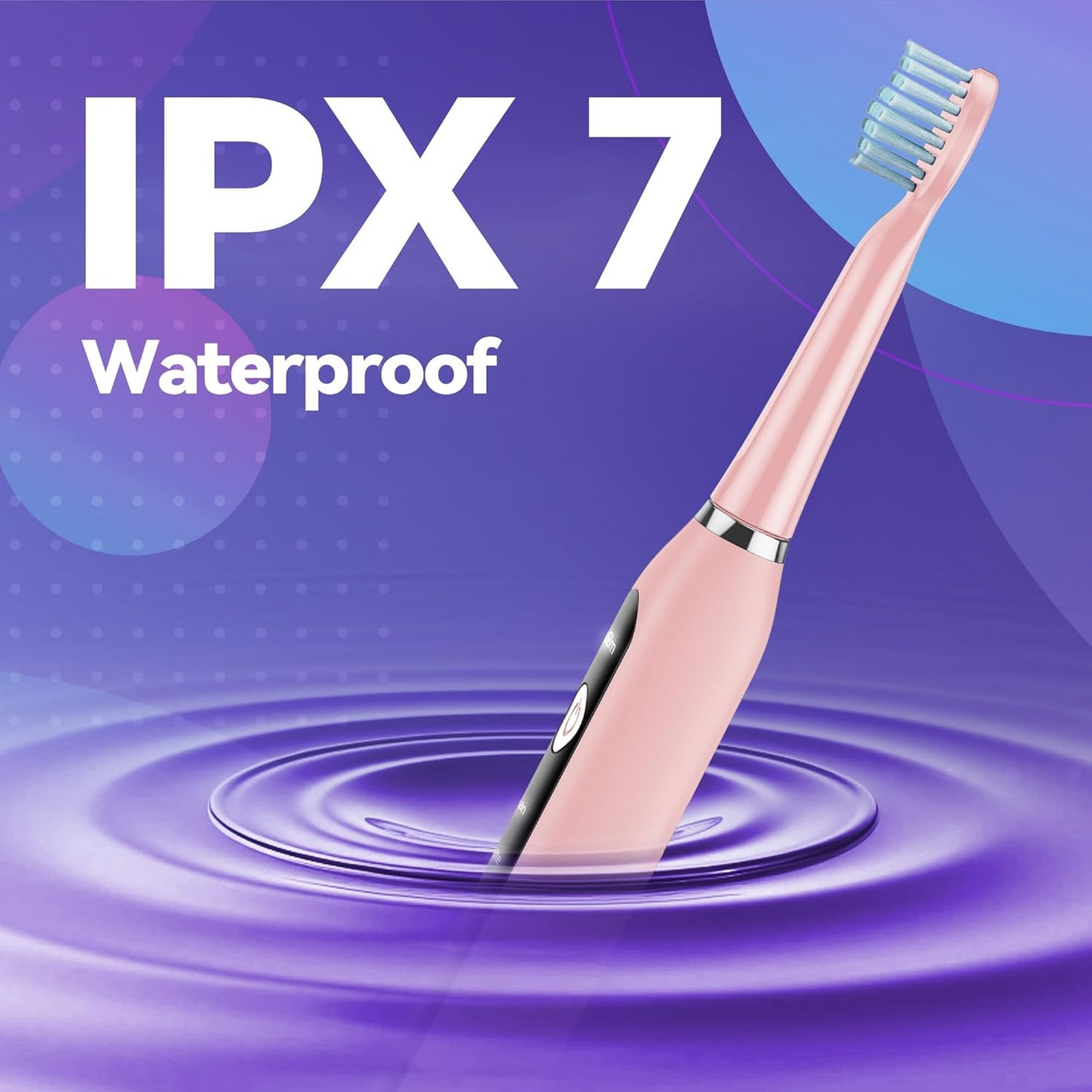 7AM2M Sonic Electric Toothbrush for Adults High Power Rechargeable Toothbrushes with 6 Brush Heads,5 Adjustable Modes, Built-in 2-Minute Smart Timer,3 Hours Fast Charge for 45Days Pink