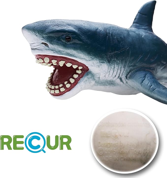 Gemini&Genius Sea Animal Great White Shark Action Figure Megalodon Shark Model Toy Soft Rubber Realistic Ocean Shark Educational and Role Play Toys for Kids and Collectors (Great White Shark)