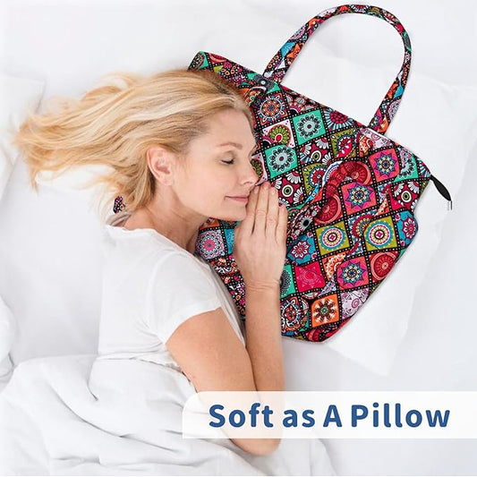 TOPDesign Puffer Tote Bag for Women, Lightweight Puffy Handbag with Compartments, Quilted Shoulder Bag for Work, Travel, Gym