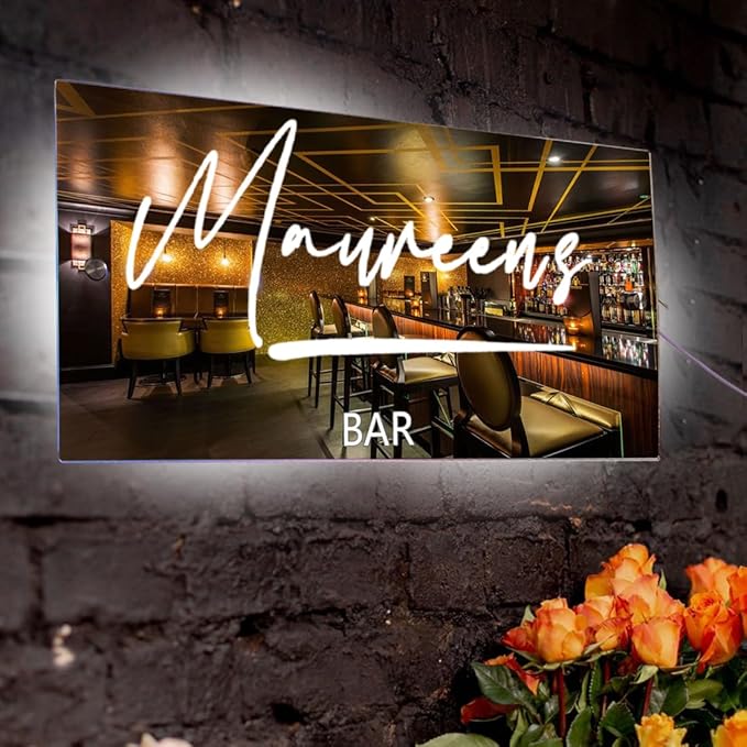 Personalized LED Name Mirror Light - Custom Multi Colour Lighting Mirror, Name Sign, Wall Decor for Bedroom, Bar, Barber Shop