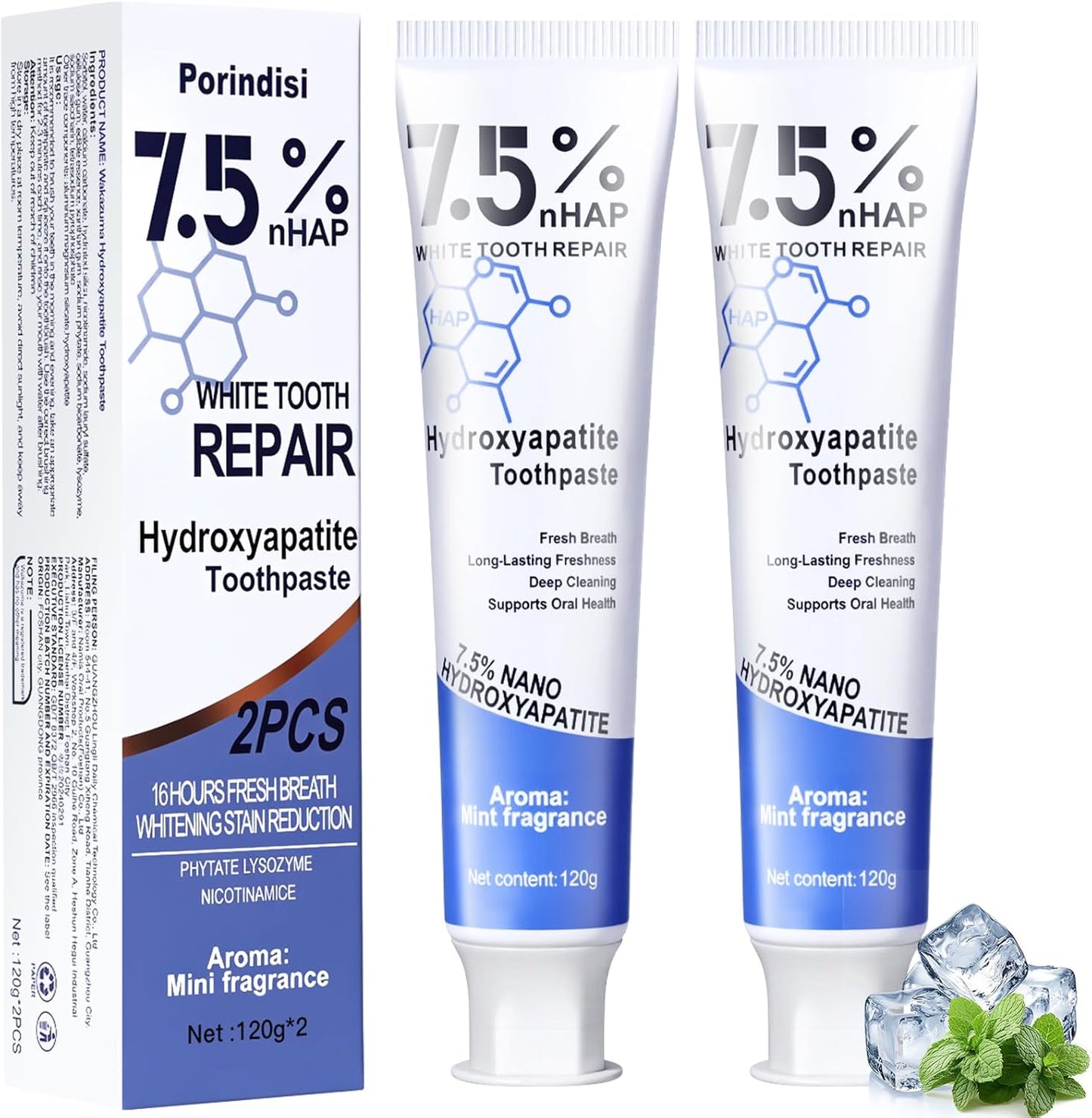 Nano Hydroxyapatite Toothpaste – Remineralizing, Whitening & Fluoride-Free Toothpaste for Sensitive Teeth, Cavity Reversal, Enamel Repair & Gum Care, Suitable for Kids & Adults