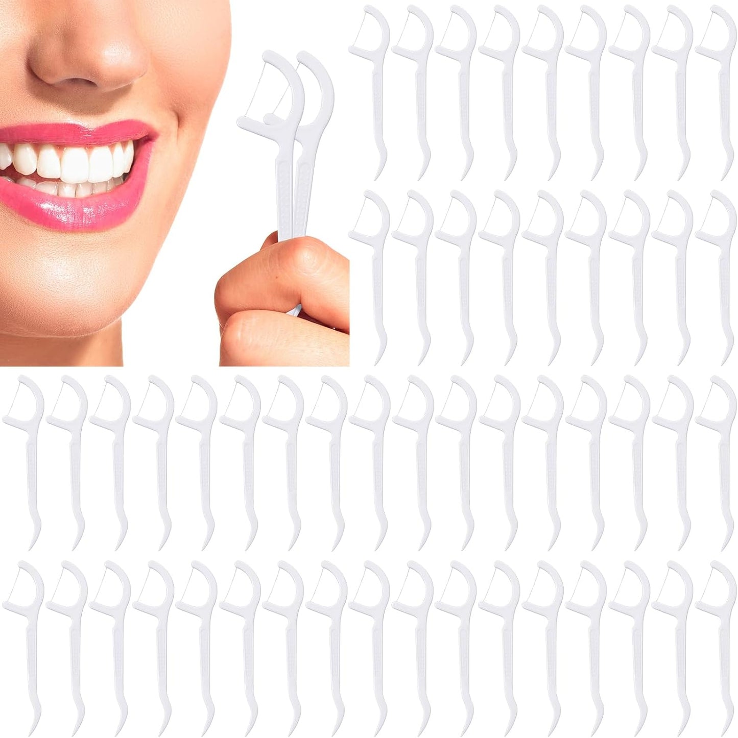 Dandat 2000 pcs Dental Floss Picks Bulk High Toughness Clean Tooth Picks Flossers Dental Floss Flossers for Teeth Cleaning Family Travel Tight Space Cleaning Plaque Remover(White)