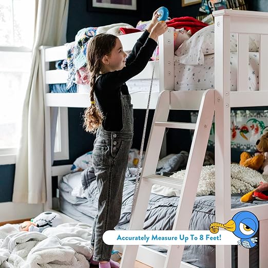 Handy Famm 8ft Blue Bird Tape Measure for Kids – STEM Educational Tool with Level, Protractor, Retractable Design - DIY Construction Toy, Child-Safe Measuring Tapes, Gift for Boys & Girls 3+