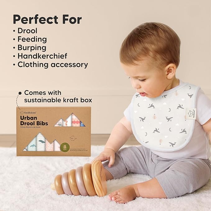 8-Pack Organic Baby Bibs for Boys, Girls - Soft Cotton Drooling and Teething Bibs for Baby Girl & Boy, Extra Absorbent, Easy to Clean & Put On for Toddler, Newborn, Infant 0-24 Months (Marine Muse)