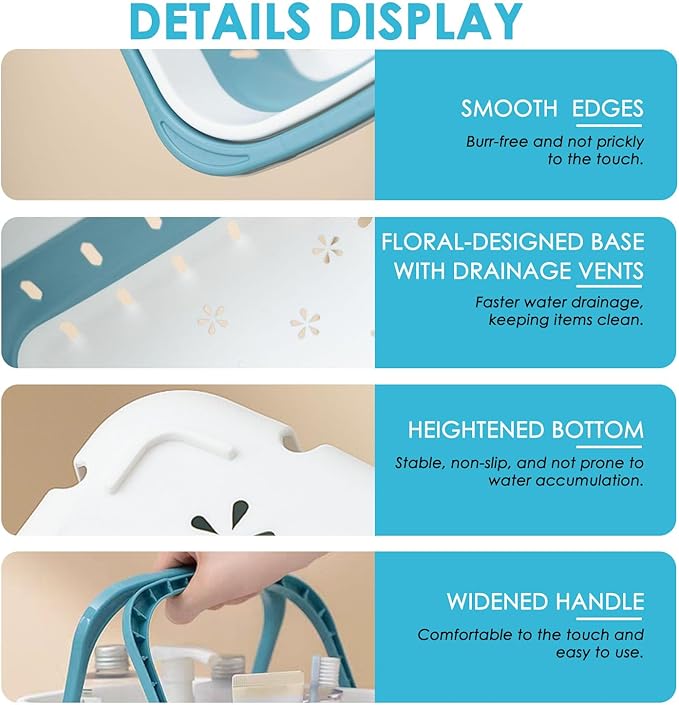 Portable Shower Caddy Tote – Collapsible Plastic Basket with Handles, Foldable Storage Organizer for Bathroom, Kitchen, College Dorm, Gym, Travel & Camping