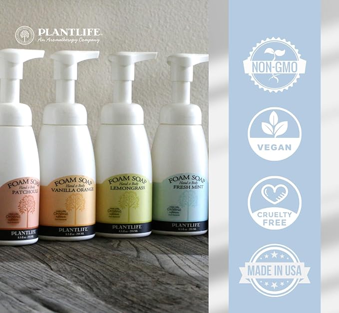Plantlife Lavender Foam Soap - Gentle, Moisturizing, Plant-based Foam Soap - Ideal for use as a Hand & Body wash, Shaving Cream, and Foaming Fun for Kids - Made in California 8.5 oz