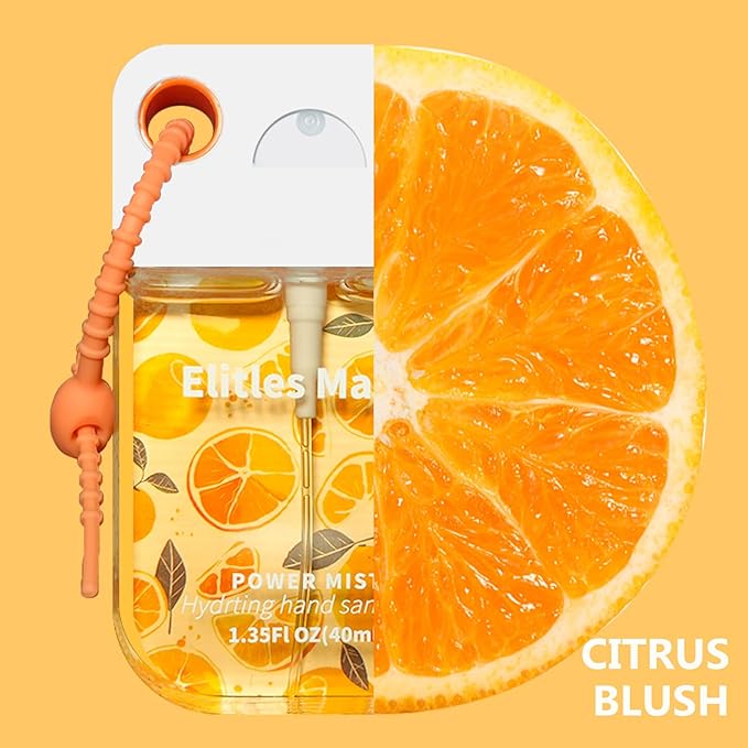 Hand Sanitizer Spray, 4Pack Spray Hand Sanitizer Travel Size With Cute Keychain, Scented Power Mist Hydrating for Kids Christmas Gifts,1.35FL.OZ (Watermelon,Citrus,Strawberry,Lavender