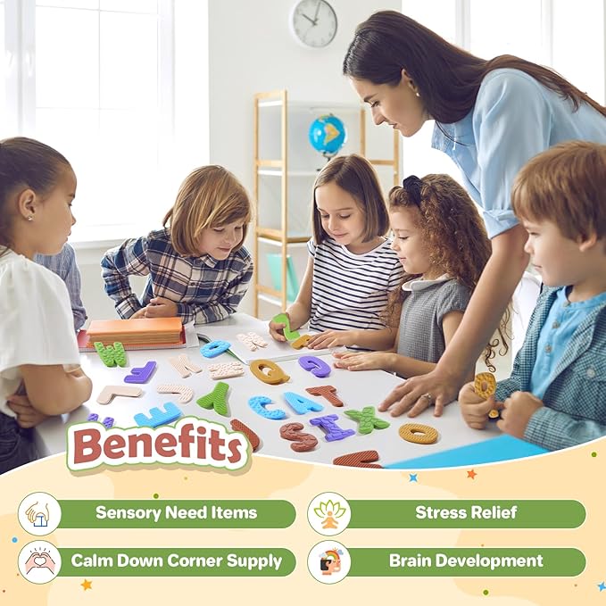 Alphabet ABC Learning Educational Toys - Textured Sensory Fidget Toys for Toddlers Kids - Educational Tools Suction Toy for Autsim - Preschool Learning Activity Toddler Toy for 2 3 4 5 Year Old Kids