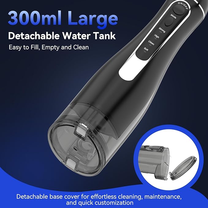 Water flossers for Teeth Pick, Portable Oral Irrigator Dental with 4 Modes 5 Jet Tips, IPX7 Rechargeable Water Tooth Flosser for Braces Sensitive Gum Care，Home Travel Use
