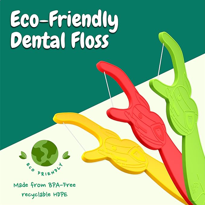 Dr. Ram's Fun Flexi Flossers for Kids - 300 Count Kids Dental Floss - Anti-Ouch Shape with Puzzle and Game - Light Citrus Fruit Scent Kid Floss