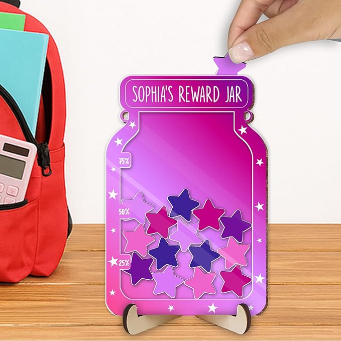 Custom Reward Jars for Kids - Magnetic Reward Jar for Classroom Behavior – Incentive Jar with Stars for Teachers & Kids – Class Rewards Chart, Potty Training, Behavior Management Tool, TT01