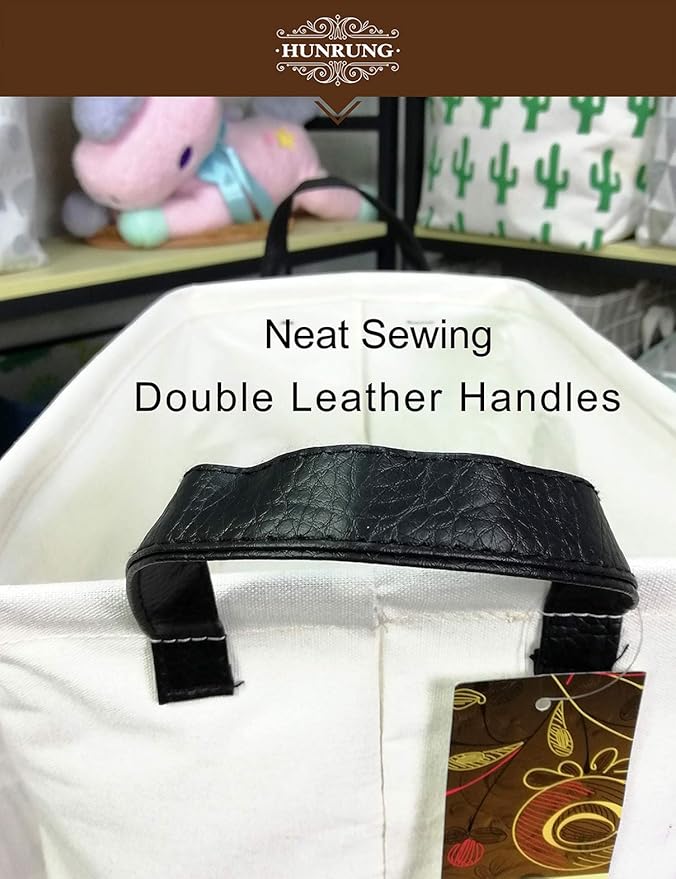 HUNRUNG Rectangle Storage Basket Cute Canvas Organizer Bin for Pet/Children Toys, Books, Clothes Perfect for Rooms/Playroom(Elephant)