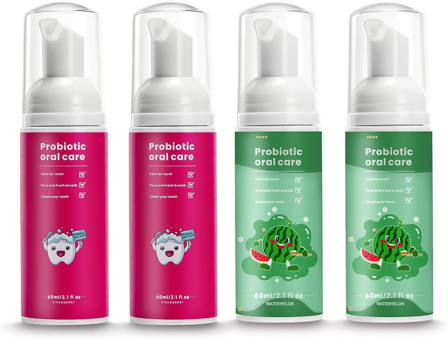 Kids Foam Fluoride Free Toothpaste with Watermelon and Strawberry Mint Flavor, Toddler Natural Teeth Deep Cleaning Toothpaste for U Shaped Toothbrush