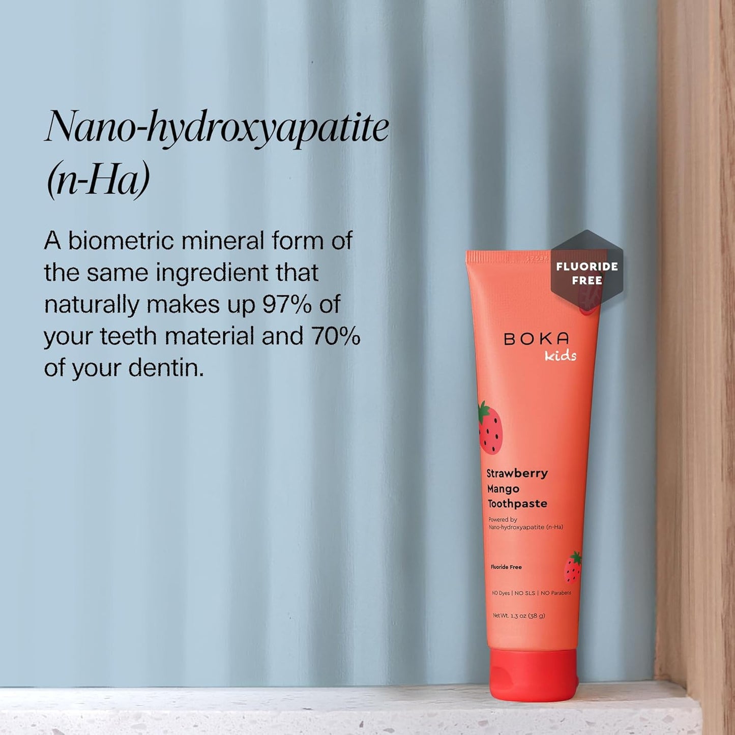 Boka Fluoride Free Toothpaste Nano Hydroxyapatite Toothpaste - Strawberry Mango Flavor, 1.3 oz 2pk US Manufactured