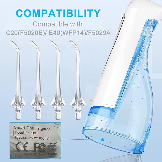 Replacement Tips for COSLUS Water Flosser, Water Flosser Replacement Tips Oral Irrigator Jet Tip Only Compatible COSLUS C20 (F5020E), E40 (WFP14), C31 (F5023), C50, and C51 Water Flosser（Clear)