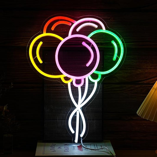 Balloon Neon Sign Beautiful Balloon Led Sign Neon Light for Wall Decor Dimmable USB Powered Multicolored Balloon Light Up Sign for Home Kids Room Wedding Birthday Party Wall Aesthetic Decor