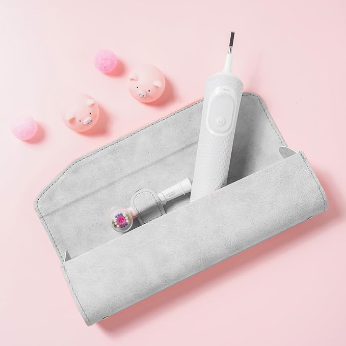 Leather toothbrush travel case, suitable for Oral-B/Oral-B Pro/Philips Sonicare electric toothbrushes, portable magnetic opening and closing protective bag
