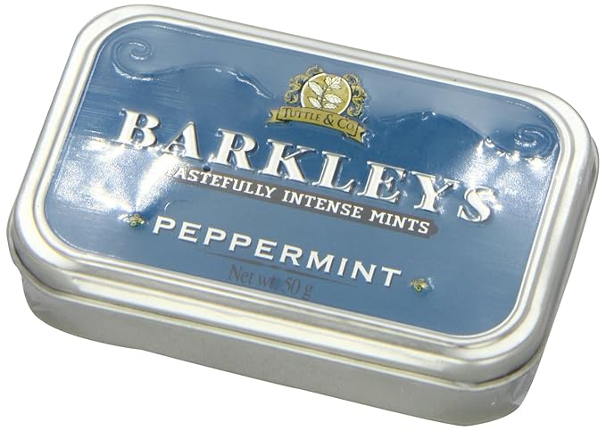 Barkleys Peppermint Breath Mints - Breath Mint, Mints Travel Size, After Dinner Mints, Peppermints Breath Freshener, Peppermint Candy in Reusable Classic Travel Tins, Vegan, 6 Pack - 50 Count Each
