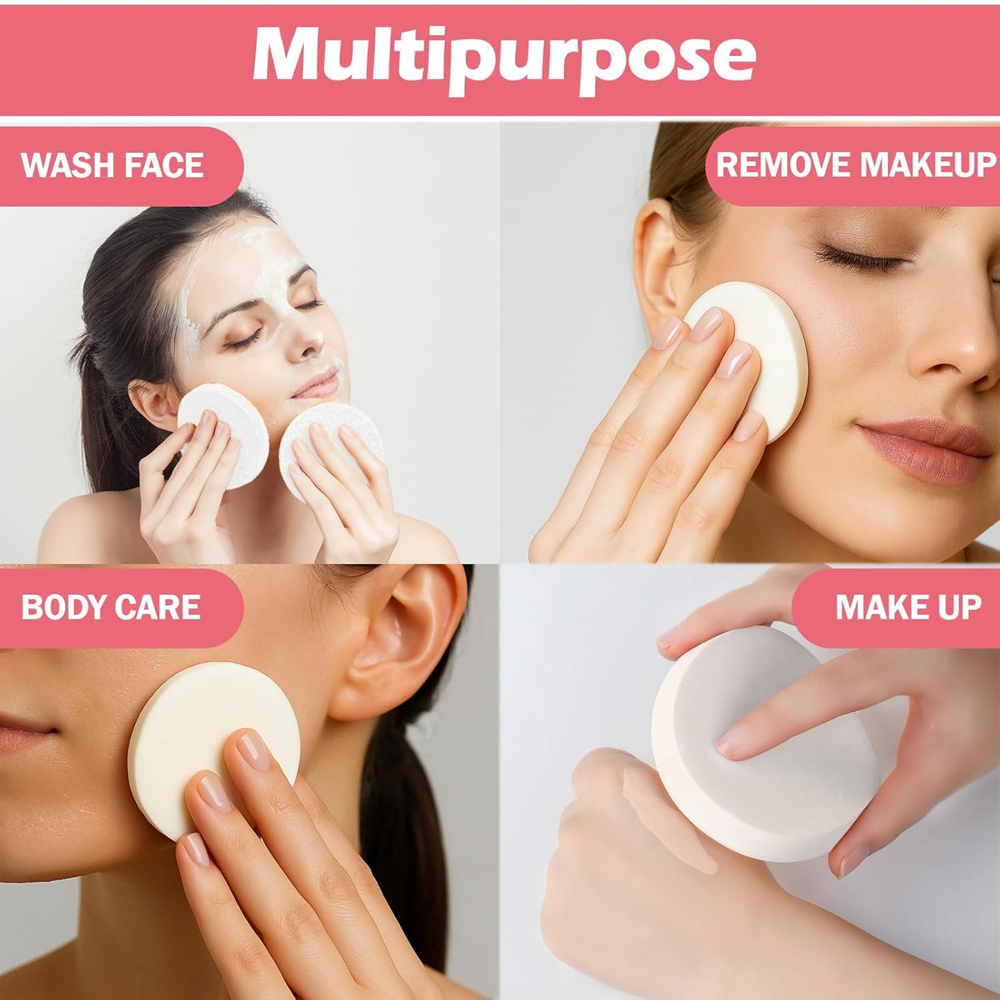 100Pcs White Round Makeup Sponges Beauty Makeup Foundation Powder Blender, Disposable Makeup Sponge Powder Puff, Suitable All Skin Types Wet and Dry Dual Use