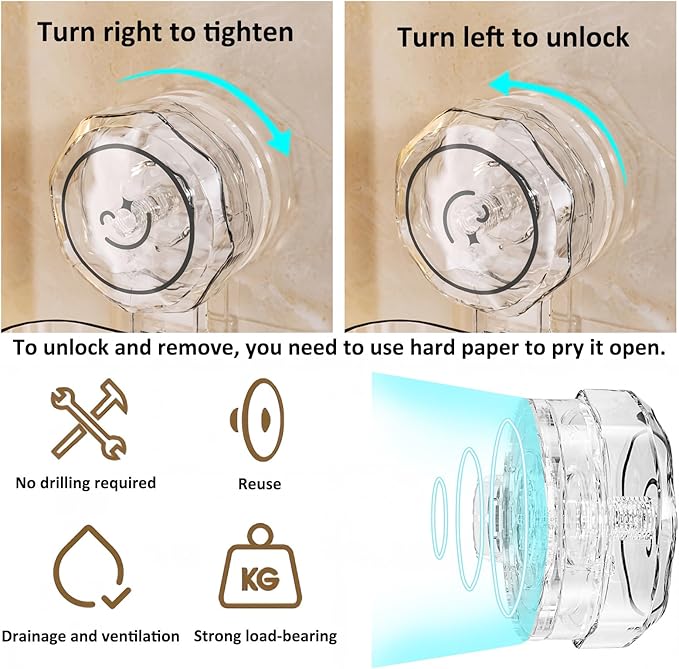 2-Pack Suction Cup Shower Caddy Set, Wall Mounted Suction Rack, Bathroom Shower Shelf Basket Set with Shower Organizer and Toothbrush Holder (No Drilling Required)