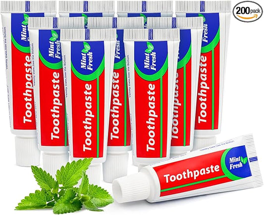 200pcs Travel Size Toothpaste Bulk, 0.88oz/25g Mint Mini Disposable Toothpaste for Hotel, Guests, Homeless, Charity