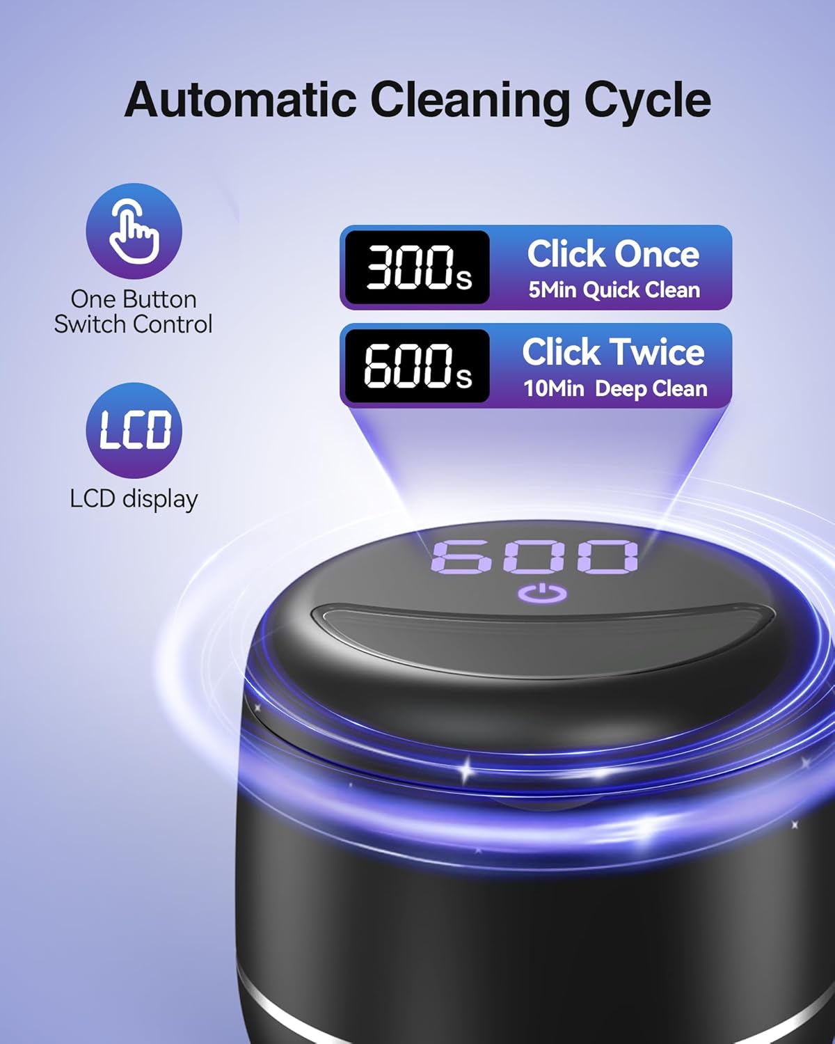 Ultrasonic Retainer Cleaner, 48kHz Denture Cleaner Machine with Dual Mode Digital Timer for Braces, Night Guard, Mouthguard, Toothbrush, Jewelry, 7.8OZ Dental Cleaning Pod