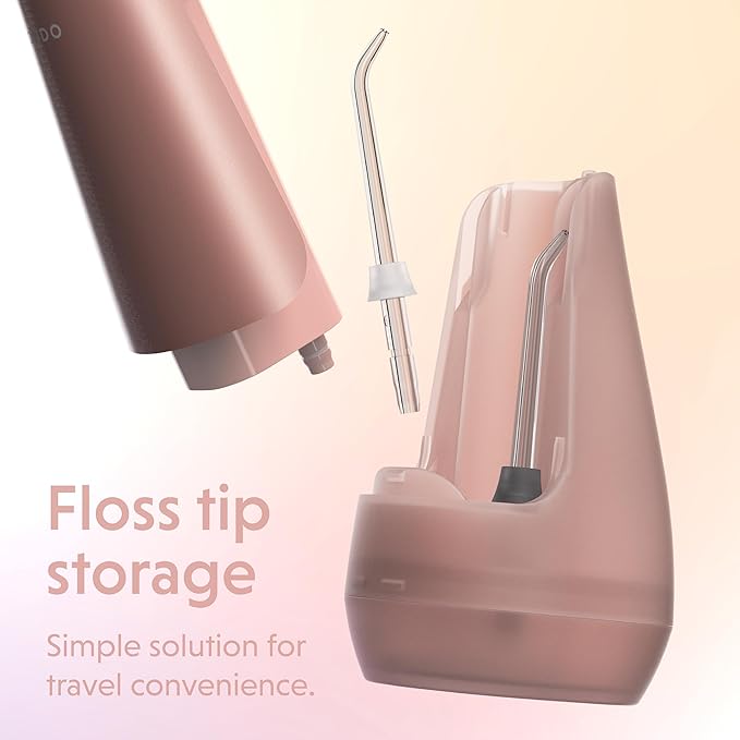 Ordo Water Flossers for Teeth, Cordless IPX7 Waterproof Oral Irrigator, 3 Pressure Settings, Portable, Rechargeable Electric Sonic Flosser, Dental Professional Recommended, Rose Gold