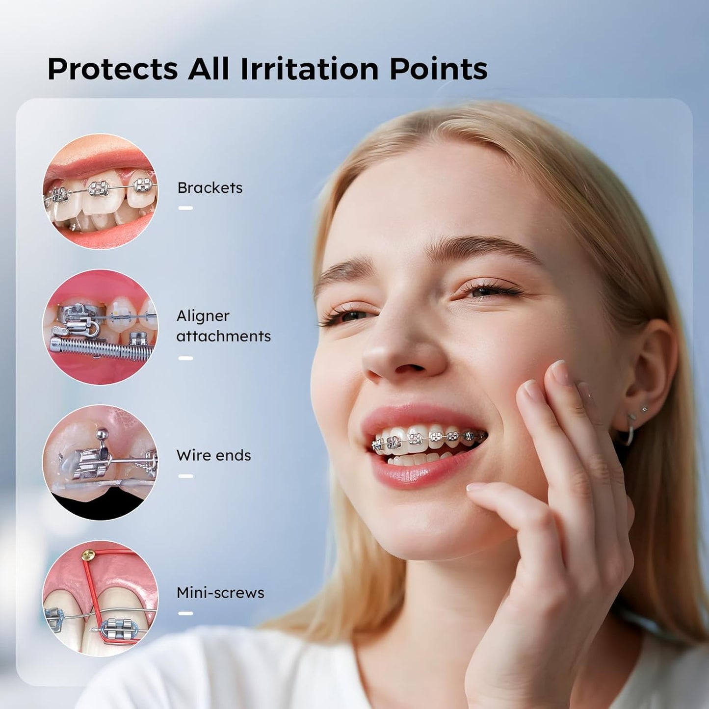 JMU Orthodontic Wax for Braces, 120 Dental Wax Dots, Hygienic Individual Wraps, Mint Flavored Dental Wax for Comfort & Protection