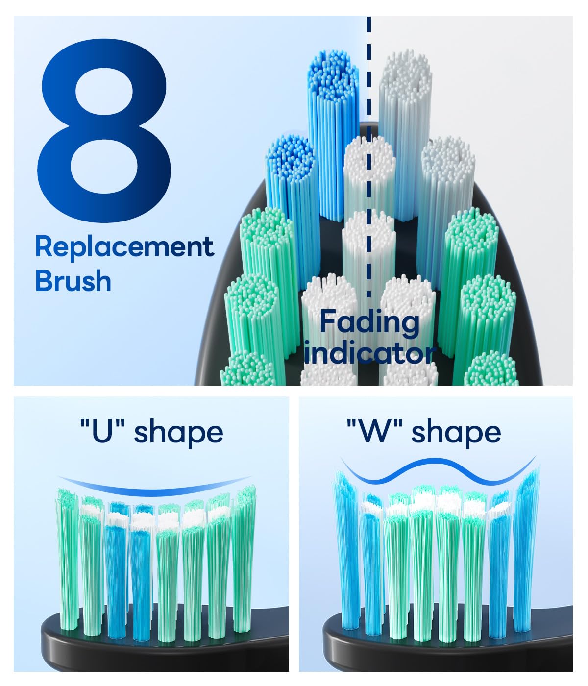 Bymore Electric Toothbrush for Adults,Travel Sonic Toothbrush with 8 Replacement Heads, Ultra Clean Rechargeable Toothbrush Portable One Charge for 330days 5 Modes 2mins Timer-Black