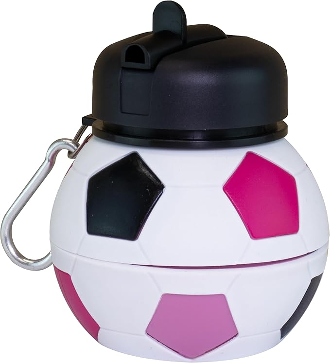 Maccabi Art Clip-On Collapsible BPA-Free Silicone Soccer Ball Water Bottle for Kids, 1 Liter Size