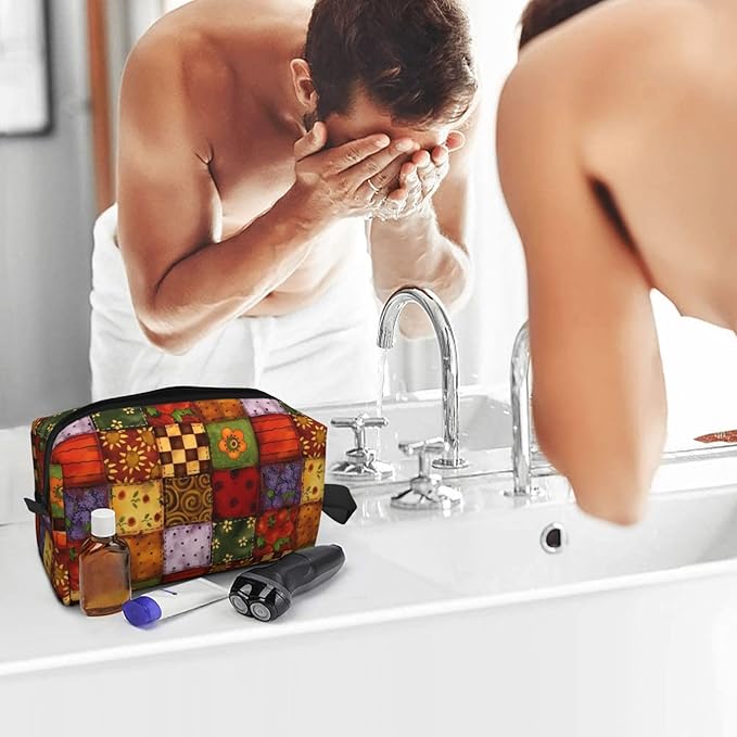 Classic Country Floral Toiletry Bag for Women Men Portable Travel Wash Bag Waterproof Gym Shaving Toiletries Cosmetic Organizer Bag, Shower Bathroom Toiletries Accessories Makeup Bag with Handle