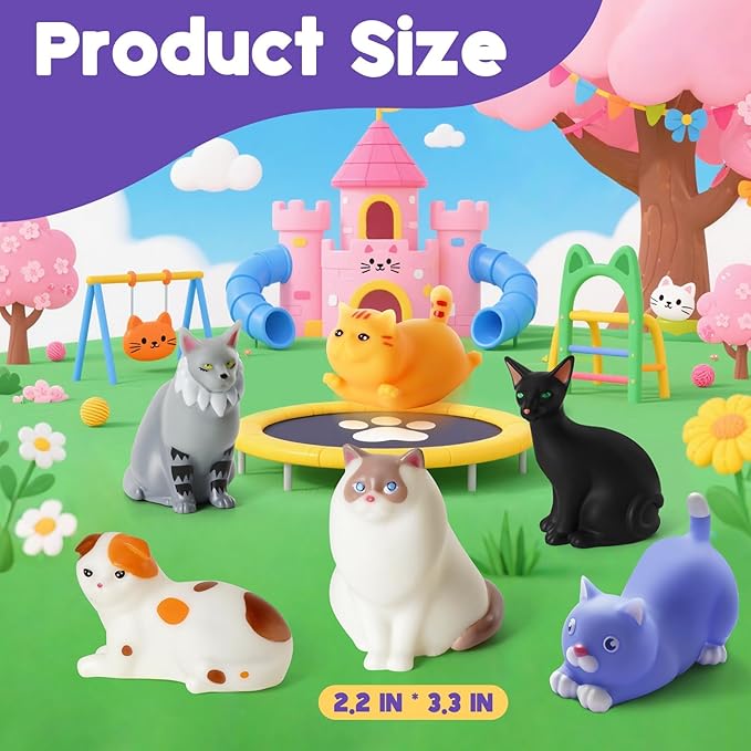 Bath Toys for Kids 1-3, 6 PCS Light-Up Cat Bath Toy Set, Baby Toddler Bath Toys, Bathtub Pool Bath Toy for Kids, Christmas Birthday Gifts for Boys & Girls Ages 1 2 3+ Years Old