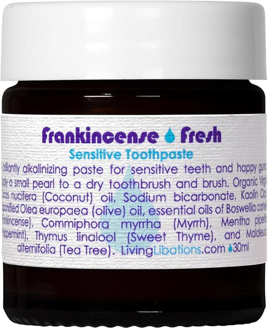 Living Libations - Organic Frankincense Fresh Sensitive Toothpaste | Natural, Wildcrafted Clean Beauty (1 oz | 30 mL)