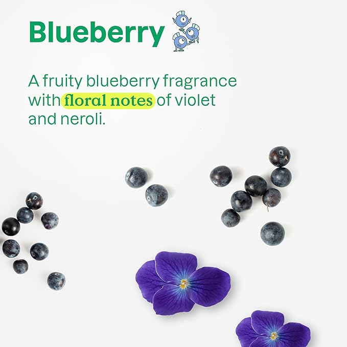 ATTITUDE Bubble Wash for Kids, EWG Verified Bubble Bath, Hair Shampoo and Body Soap, Dermatologically Tested, Plant- and Mineral-Based, Vegan, Blueberry, 16 Fl Oz (Pack of 6)
