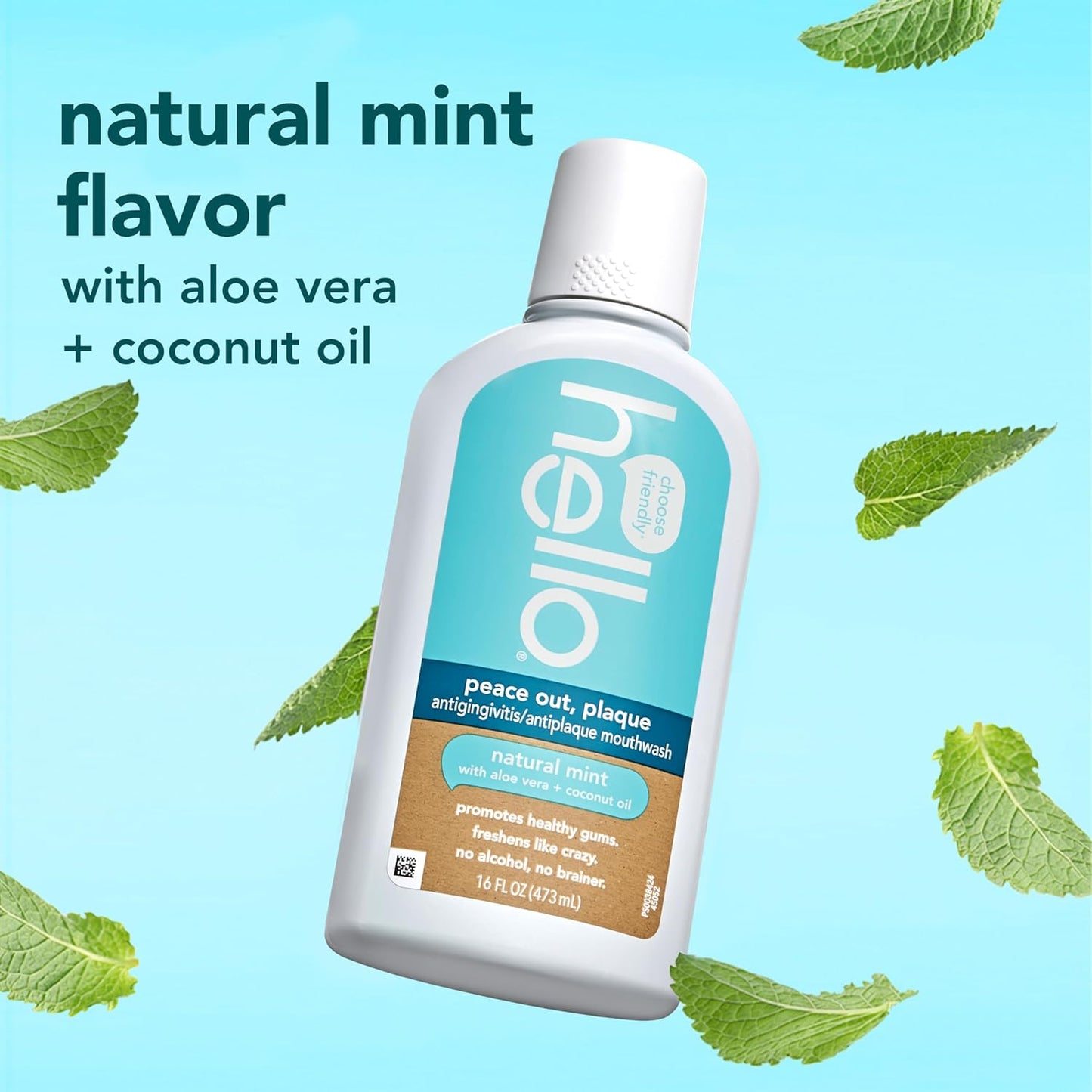 Hello Antiplaque and Whitening Fluoride Free Toothpaste and Peace Out Plaque Antigingivitis Mouthwash, Alcohol Free, Vegan, SLS Free and Gluten Free, 4.7 Ounce Tubes, 16 Ounce Bottle