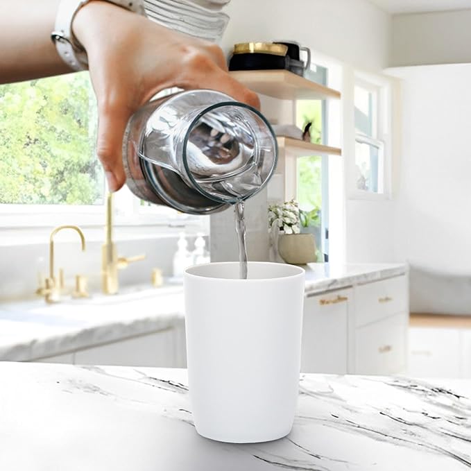 Topsky 4pcs Bathroom Tumbler Toothbrush Plastic Tumblers Water Tumbler Reusable Drinkware Mouthwash Cup, White