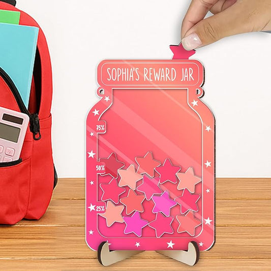 Custom Reward Jars for Kids - Magnetic Reward Jar for Classroom Behavior – Incentive Jar with Stars for Teachers & Kids – Class Rewards Chart, Potty Training, Behavior Management Tool, TT07