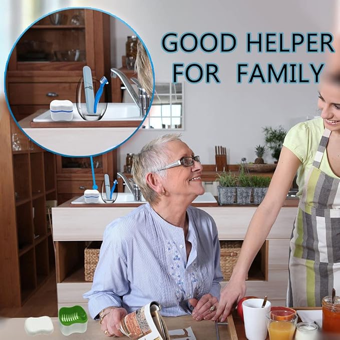 Denture Cup Kit, 2 Denture Case with 2 Denture Toothbrush & 2 Portable Toothbrush Box, Denture Cups for Soaking Dentures, Denture Cleaning Kit for Travel