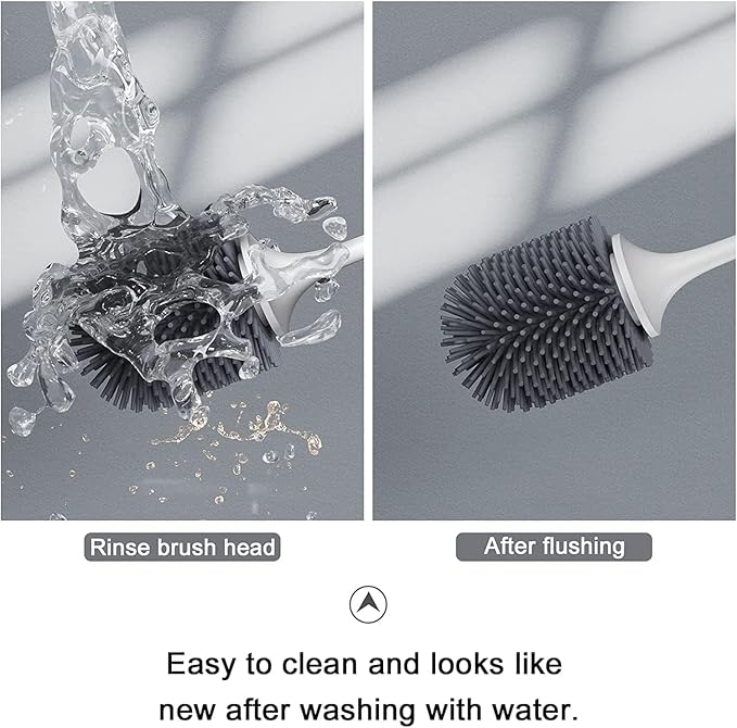 Lefree 2 Pack Silicone Toilet Brush Set with Ventilated Holder, Floor Standing & Wall Mounted Toilet Scrubber