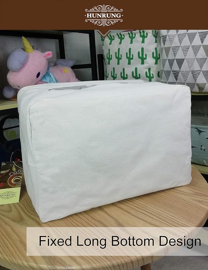 HUNRUNG Rectangle Storage Basket Cute Canvas Organizer Bin for Pet/Children Toys, Books, Clothes Perfect for Rooms/Playroom(Elephant)