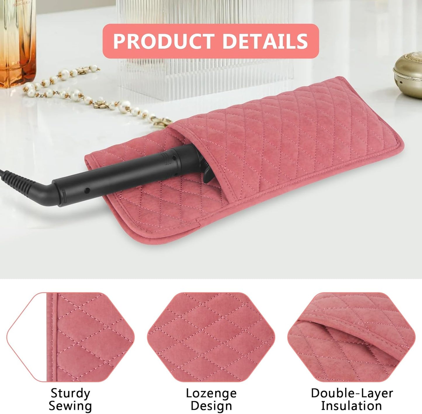 Heat Resistant Hair Tools Organizer Bag Portable Travel Storage Cover Case for Hair Straighteners, Curling Irons, Flat Irons and Hot Styling Tools(13.8" x 5.5")