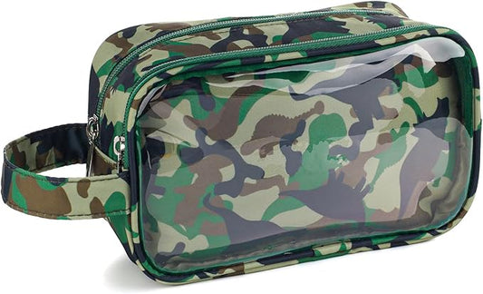 Dinosaur Kids Toiletry Bag for Boys, Travel Clear Toiletry Bag for Little Young Boys Waterproof Hanging Wash Bag Toddler Traveling Toiletries, Camo