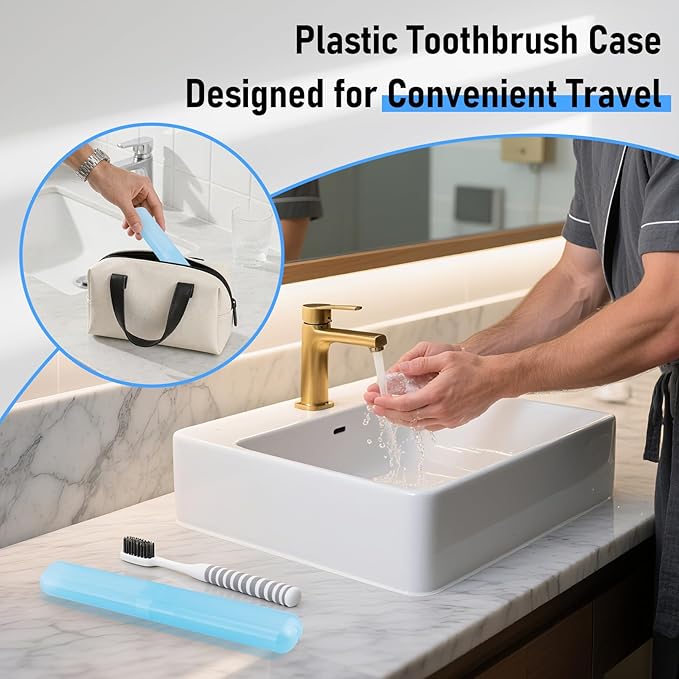 28 PCS Travel Toothbrush Case, 7 Colors Portable Toothbrush Storage Cases, Dust-Proof Toothbrushes Case, Breathable Toothbrushes Travel Containers for Trip Home Camping Daily Use