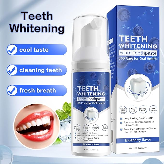 Teeth Whitening Toothpaste with Fluoride, Mousse Foam Toothpaste, 2 Pack Foam Toothpaste for U-Shape Electric Toothbrush, Oral Care-Toothpaste Replacement Natural Mouth Wash Water