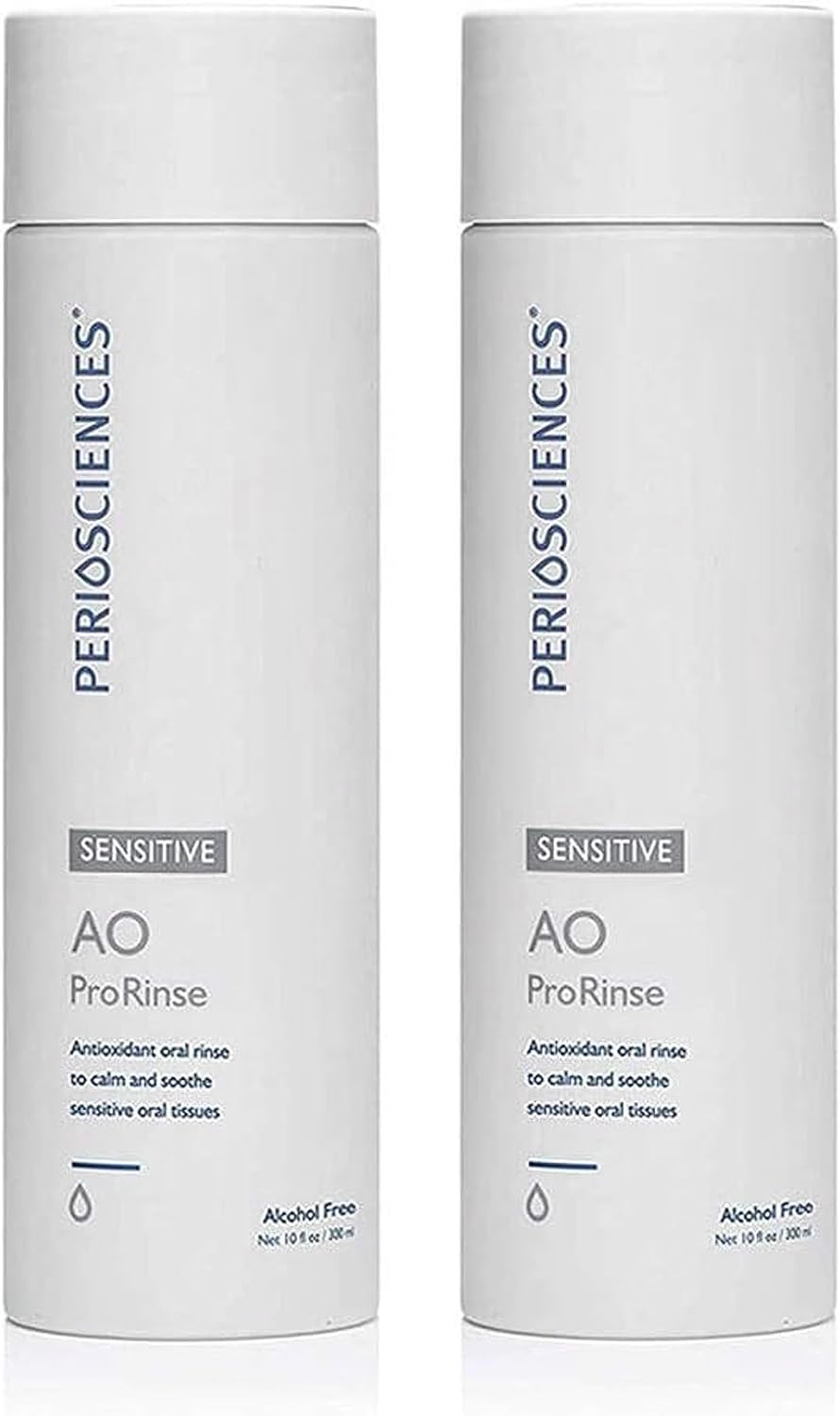 PerioSciences AO ProRinse Sensitive Teeth Mouthwash with Essential Oils and Antioxidants - Alcohol Free Mouthwash for Extreme Oral Sensations, 10 fl oz/300ml Pack of 2