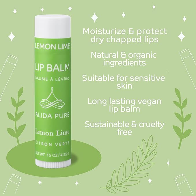 Citrus Lip Balm Collection, Vegan Set, Bees Wax Free, Coconut Oil Free, with Organic Jojoba and Avocado Oil, Vitamin E, Natural Moisturizer For Dry Cracked Lips, 3 Tube Set