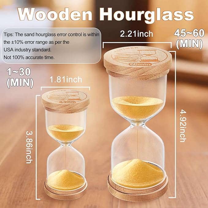 Sand Timer 15 Minute, Beech Wooden Sand Clock, Small Hourglass Hour Glass,Reloj De Arena,Gold Sandglass 15 Min for Classroom, Game,Kitchen, Decor,Desk (Gold)